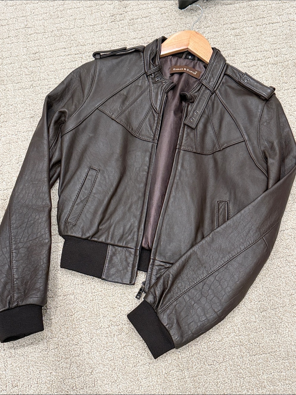 Knoles&Carter Leather Bomber Jacket - Dark Brown